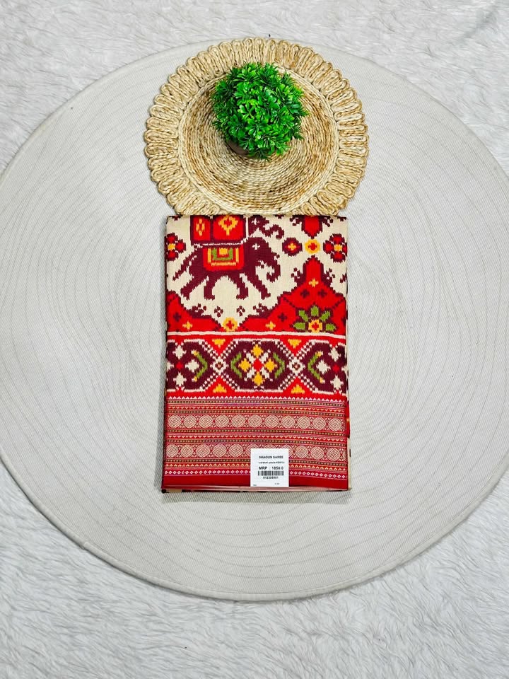Patola Silk Saree with Elephant Motifs & Ikat Design | Traditional Festive Saree by SHAGUN FASHION