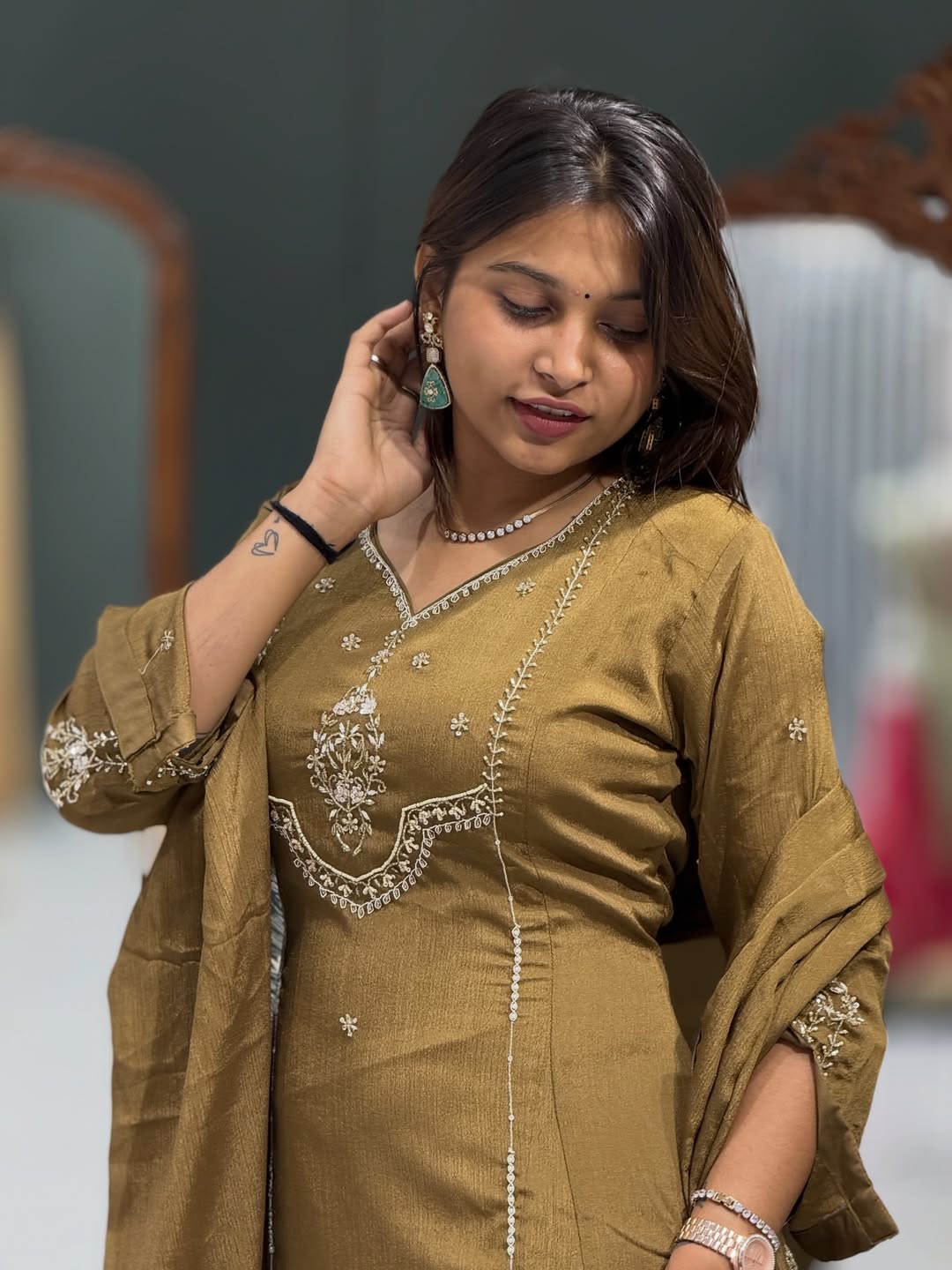 Stylish Embroidered Kurta Palazzo Set For Women By SHAGUN FASHION