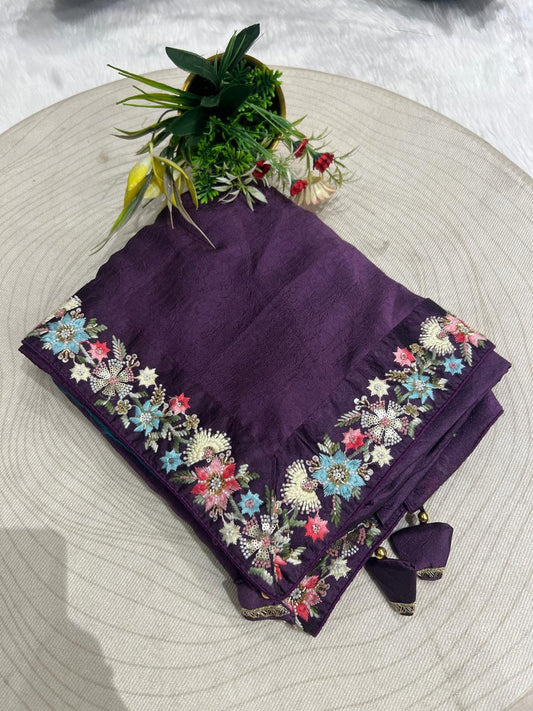 Elegant Organza Saree with Border Work & Designer Blouse🌸✨