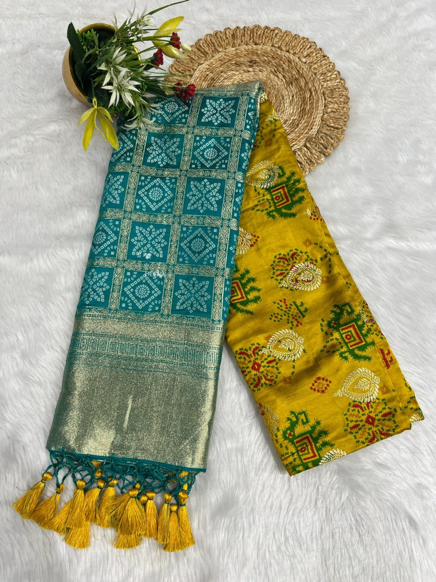 Unique Bandhani & Patola Style Saree β Vibrant Colors & Intricate Designs πΈβ¨