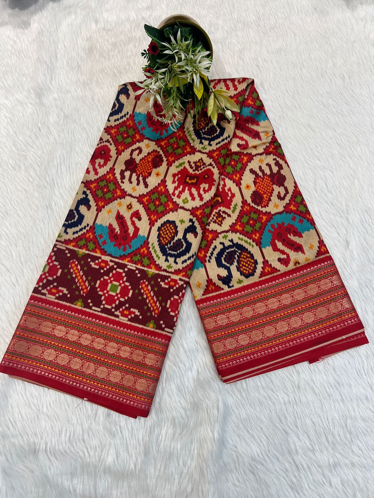 🐦 Double Ikat Patola Saree with Animal & Bird Designs | Affordable Traditional Elegance at ₹2050 🦁