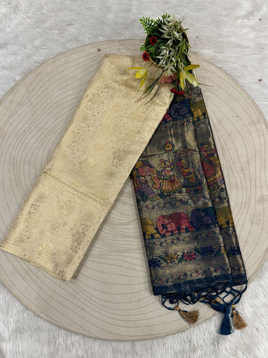 ✨ Elegant Dual-Tone Kanjivaram Silk Saree with Designer Pallu | Traditional Yet Trendy 💃