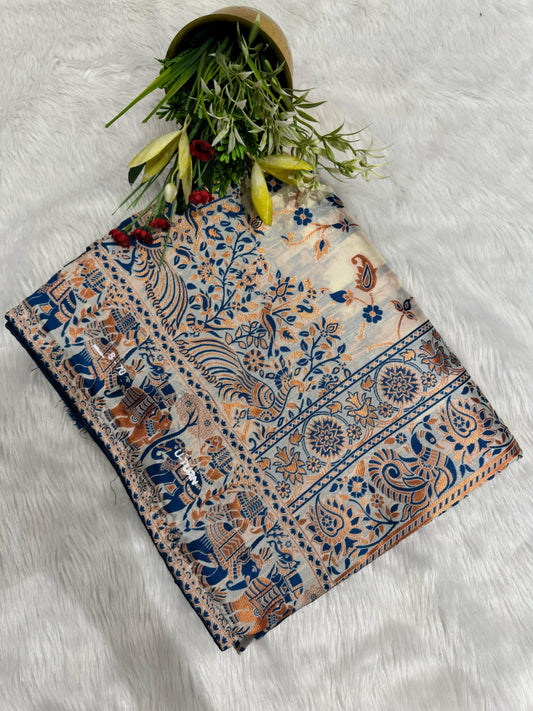 ✨ Elegant Cotton Saree with Pashmina Work & Peacock Art | Only ₹1050! 🌸🦚