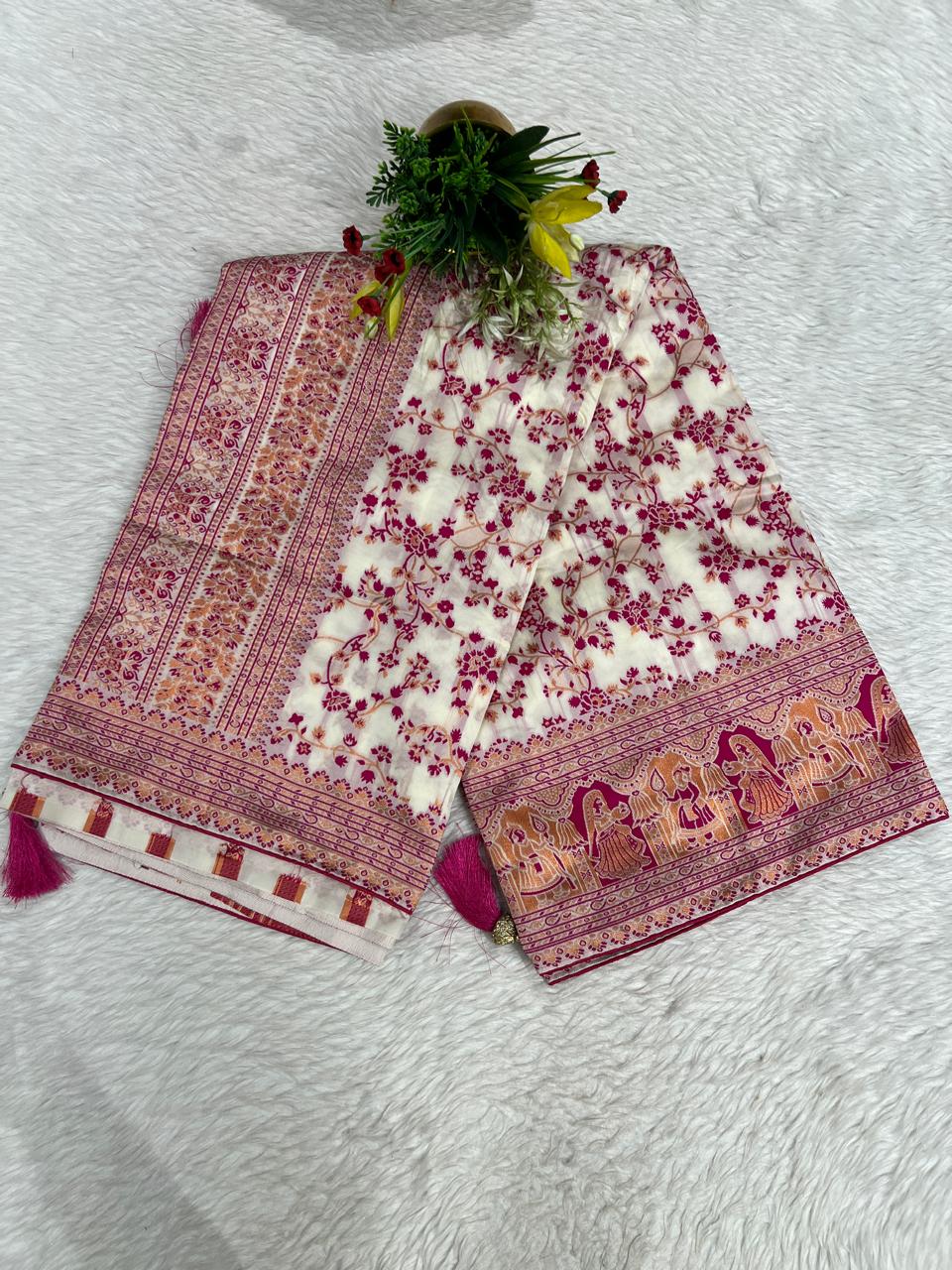 🌸 Elegant Cotton Saree with Pashmina & Vadivela Work | Only ₹1050! 🪔✨