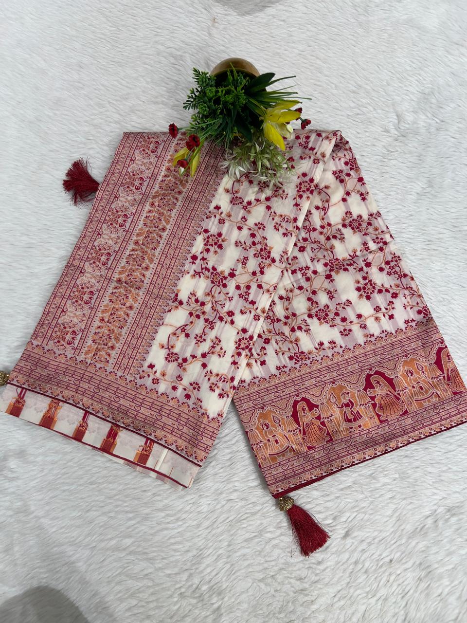 🌸 Elegant Cotton Saree with Pashmina & Vadivela Work | Only ₹1050! 🪔✨