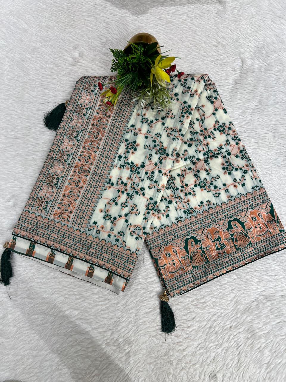 🌸 Elegant Cotton Saree with Pashmina & Vadivela Work | Only ₹1050! 🪔✨