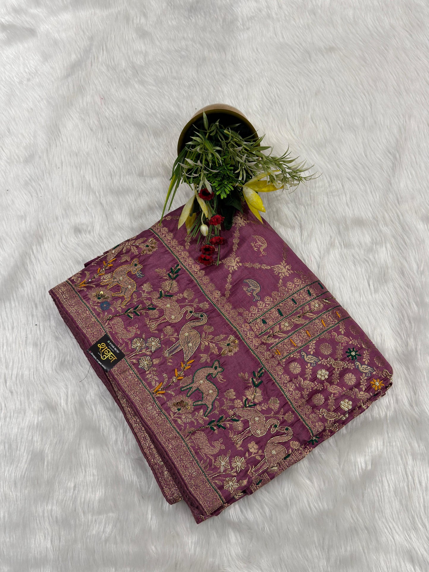 πΈ Exquisite Pure Silk Saree with Jardoshi & Thread Work | Rich Bird Motifs for Weddings & Special Occasions β¨π¦