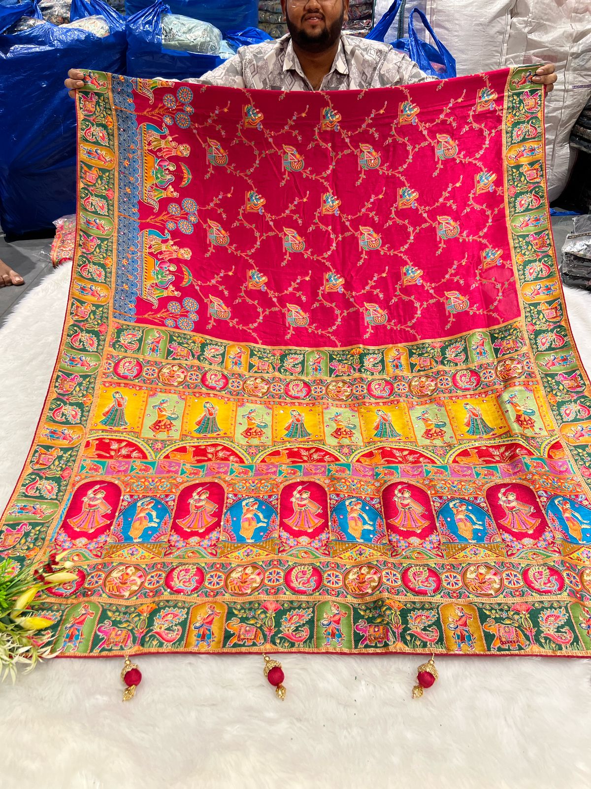 πΈ Royal Pashmina Saree with Jardoshi & Mirror Work β¨ | Elephant π & Floral Motifs | Heavy Pallu & Boat Border π€ | Festive & Function Ready π