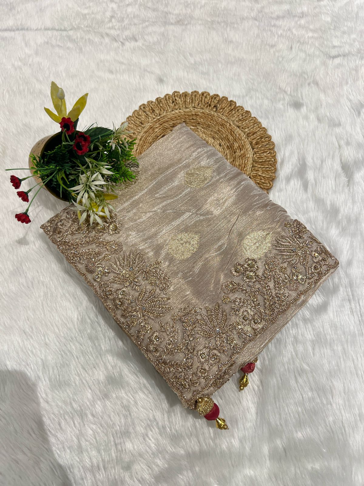 β¨ Fancy Organza Saree for Partywear π | Designer Border Work πͺ‘ | Full Work Blouse Included π | Elegant & Trendy Look πΈ