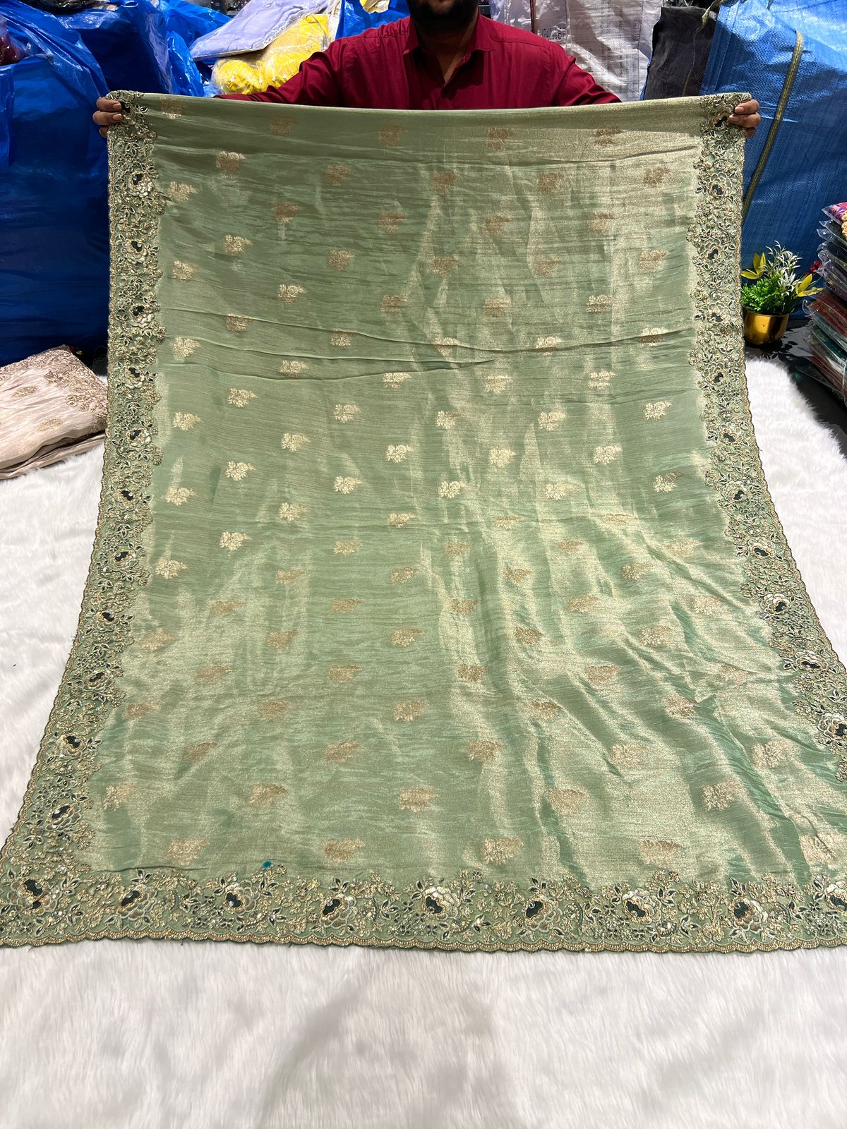 β¨ Fancy Organza Saree for Partywear π | Designer Border Work πͺ‘ | Full Work Blouse Included π | Elegant & Trendy Look πΈ