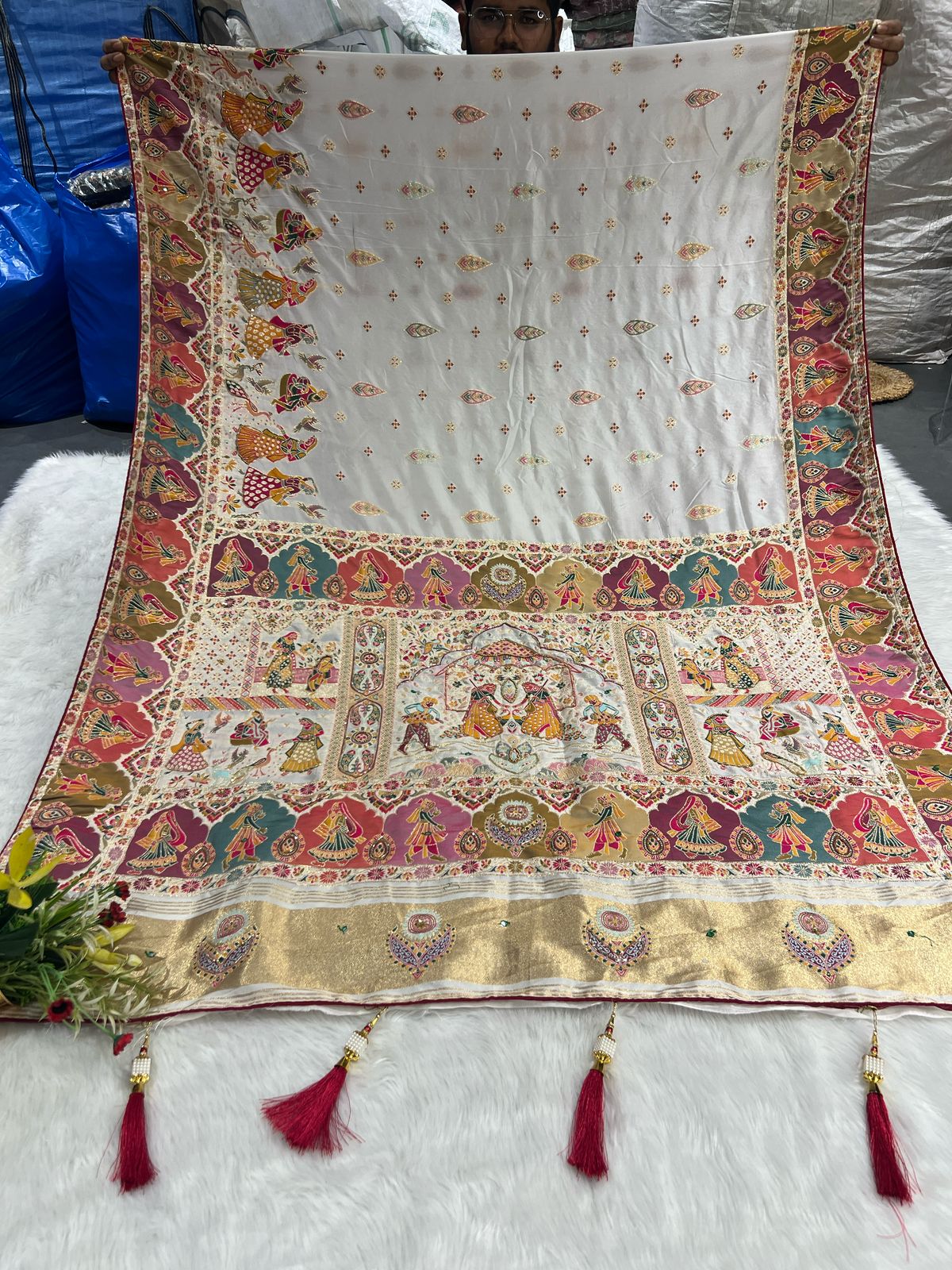 β¨ Cotton Silk Pashmina Saree with Lagdi Patto π« | Heavy Pallu & Latkan π | Traditional Border & Bottom Design πΈ