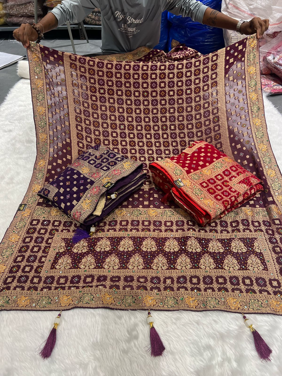 ๐ฟ Pure Georgette Bandhani Saree | Junglo Design ๐บ | Heavy Pallu & All-Over Work โจ | Traditional Elegance ๐