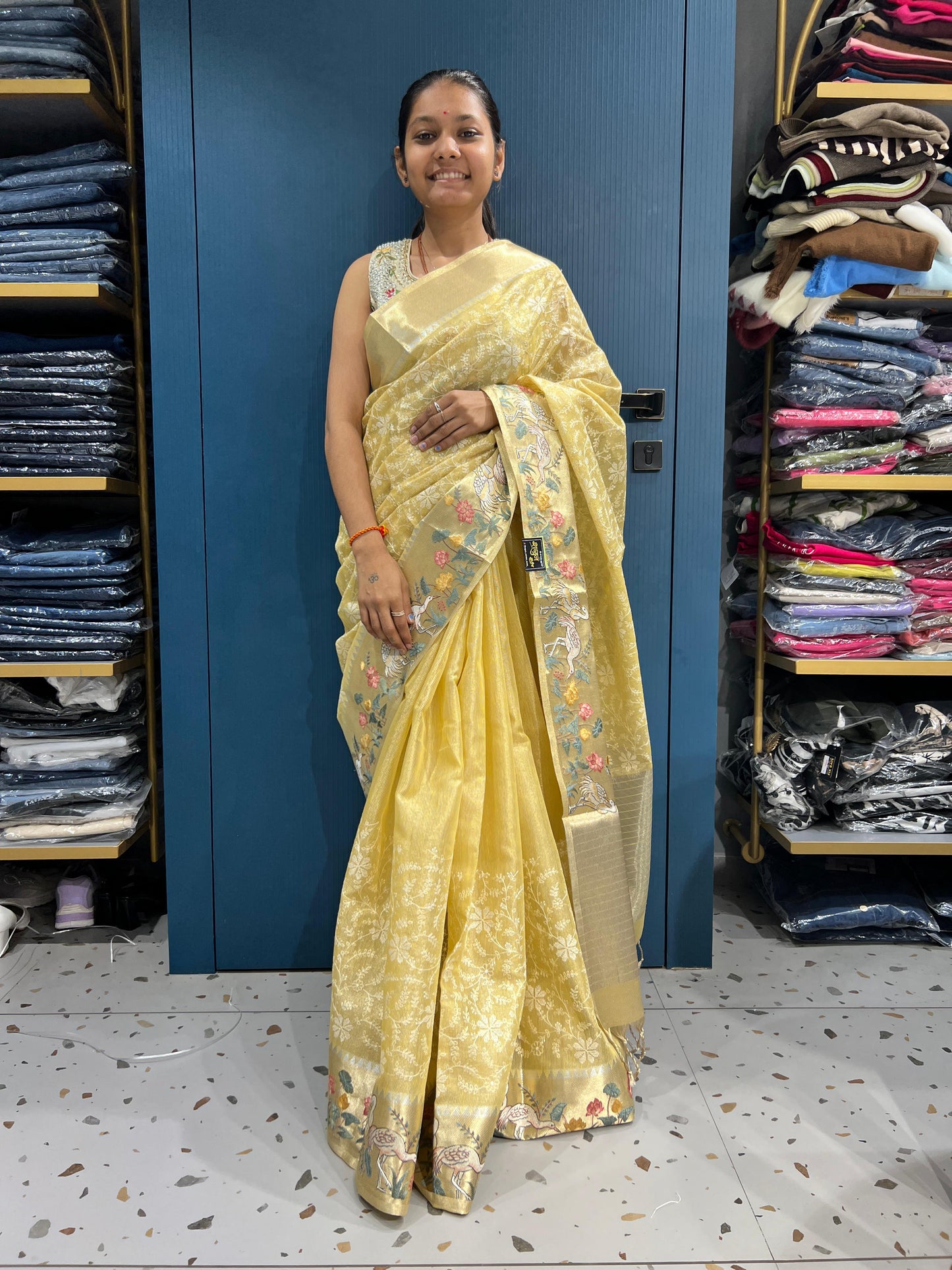 ✨ Net Tissue Silk Saree with Thread Embroidery 🧵 | Bird Art Design 🕊️ | Elegant & Light Festive Wear 🌸