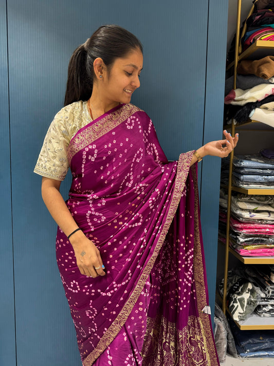 🌸 Pure Bandhani Bandhej Saree with Nakshi Pallu ✨ | Traditional Handcrafted Elegance | Festive & Cultural Wear 👑