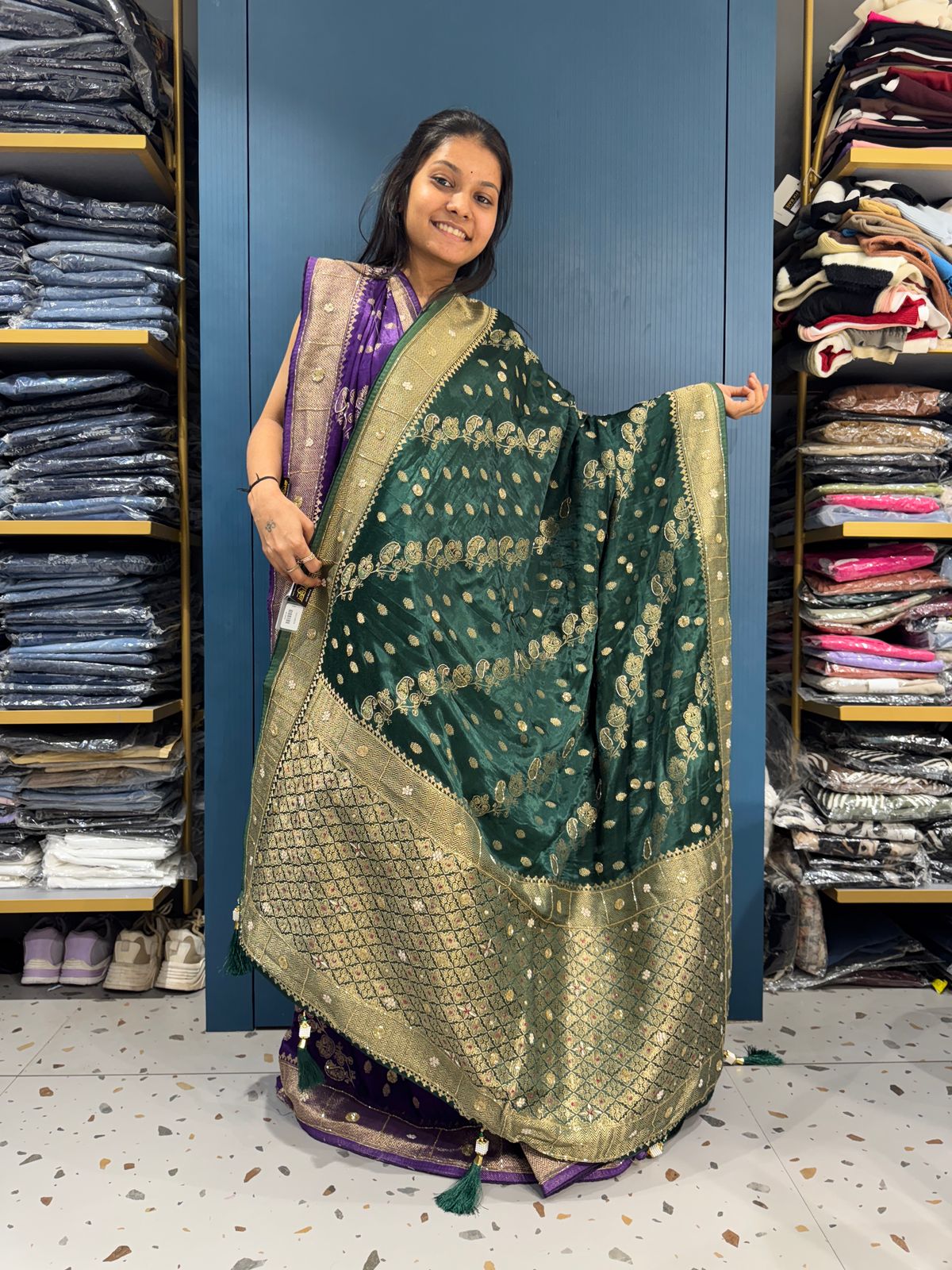 π« Pure Gaji Silk Saree | Heavy Moti & Zardosi Work π | Jacquard Weave with Lined Embroidery | Royal Soft Silk π