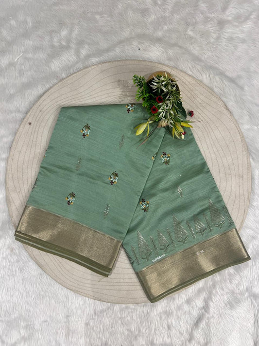 🌿 Elegant Cotton Silk Saree with Tree & Artistic Pallu Work | Simple Yet Stunning Look ✨ | Traditional Wear for Women 🌸