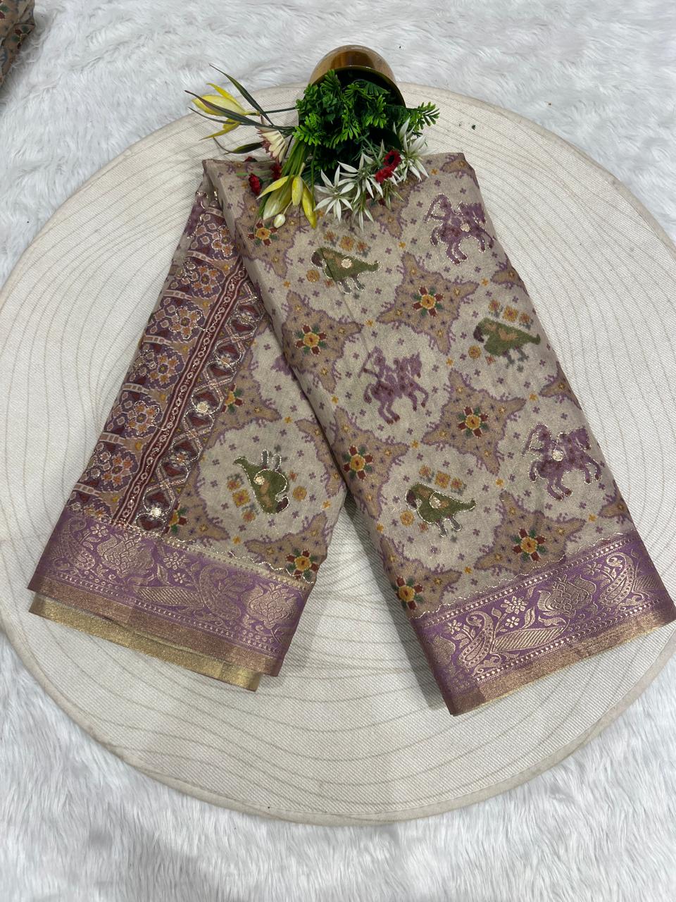 โจ Pure Tissue Silk Saree with Jari Work & Patola Mirror Design ๐ | Royal Traditional Look ๐ | Trending Ethnic Wear Gujarat ๐ฎ๐ณ