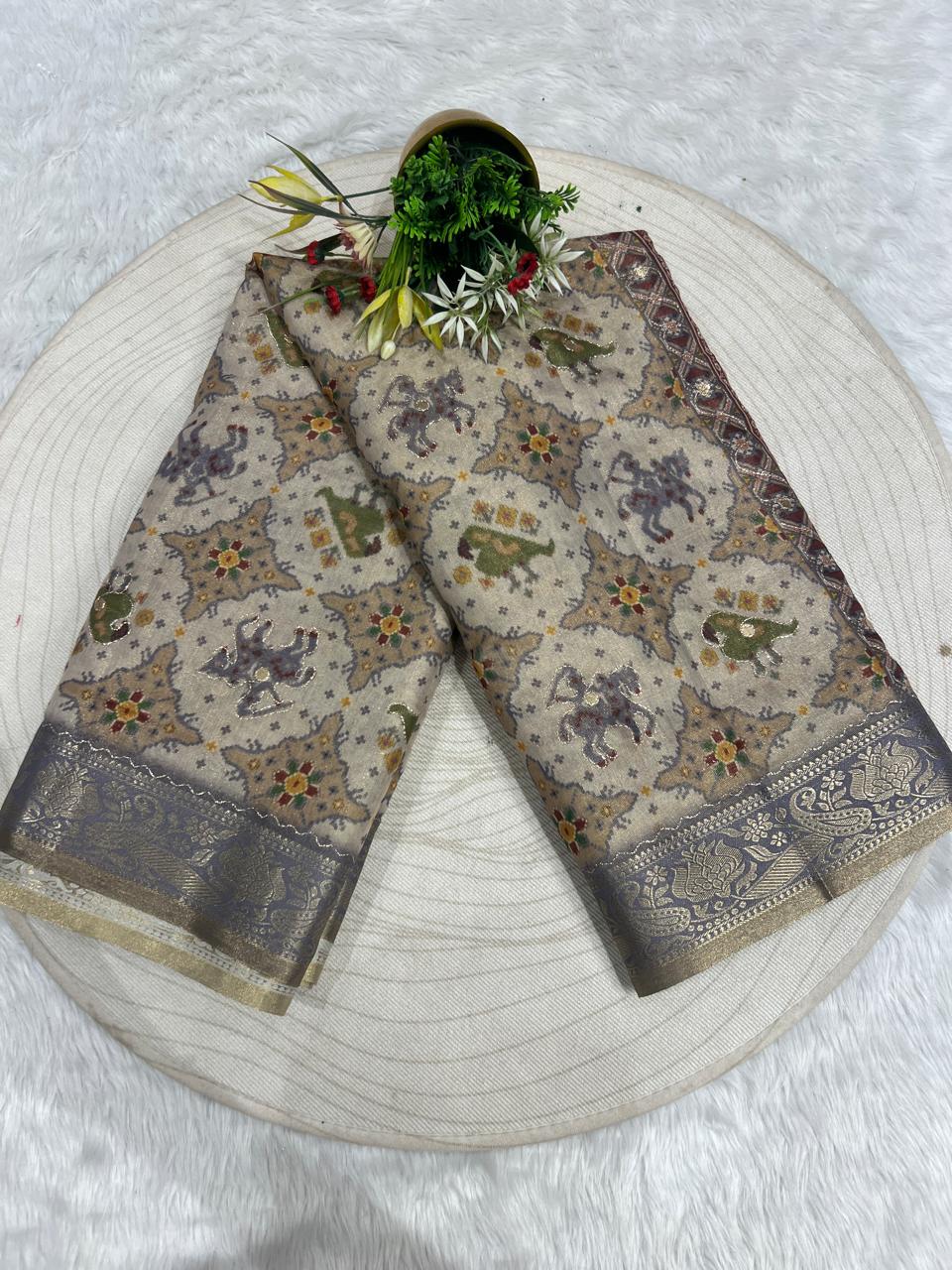 โจ Pure Tissue Silk Saree with Jari Work & Patola Mirror Design ๐ | Royal Traditional Look ๐ | Trending Ethnic Wear Gujarat ๐ฎ๐ณ