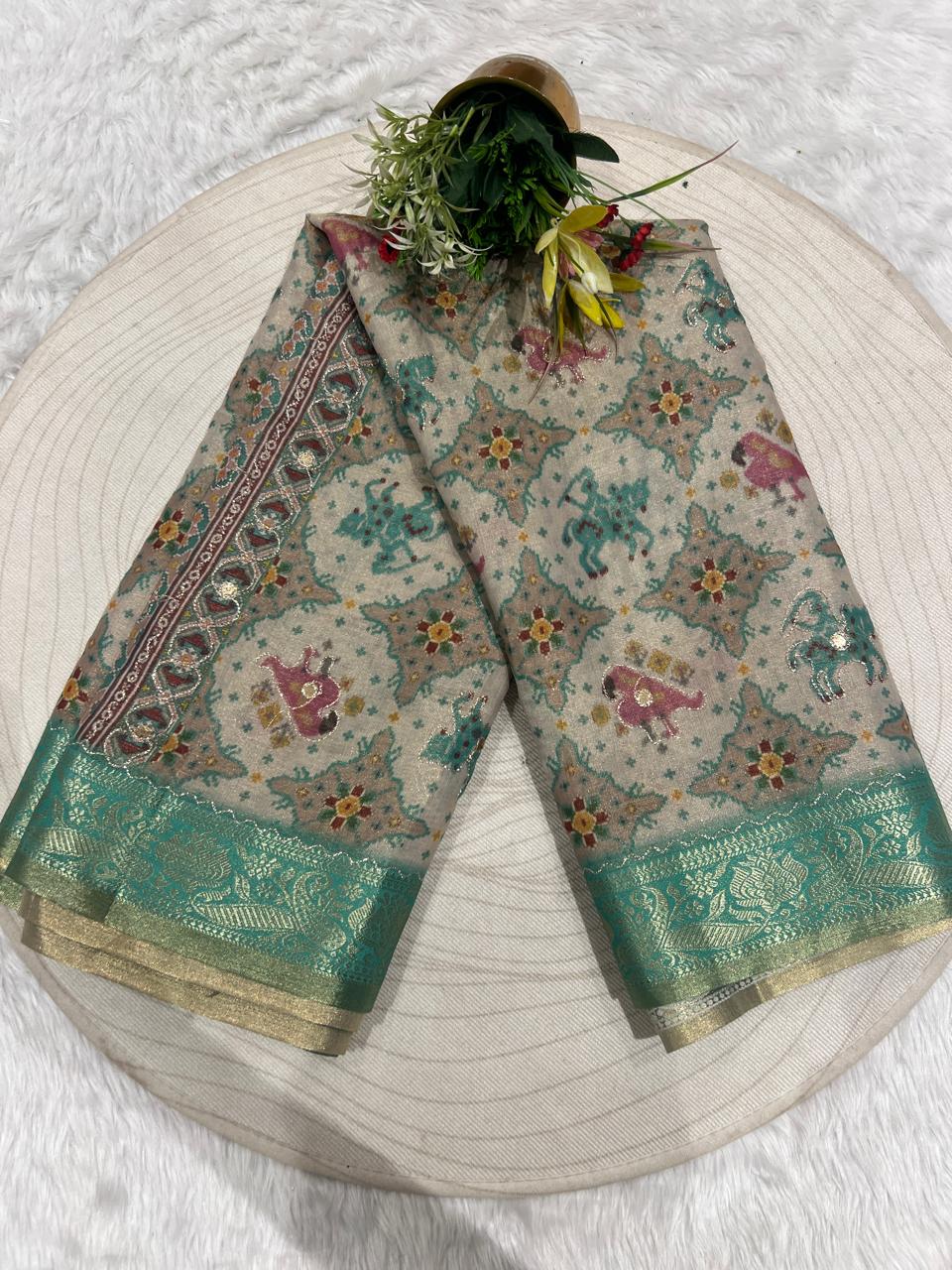 โจ Pure Tissue Silk Saree with Jari Work & Patola Mirror Design ๐ | Royal Traditional Look ๐ | Trending Ethnic Wear Gujarat ๐ฎ๐ณ