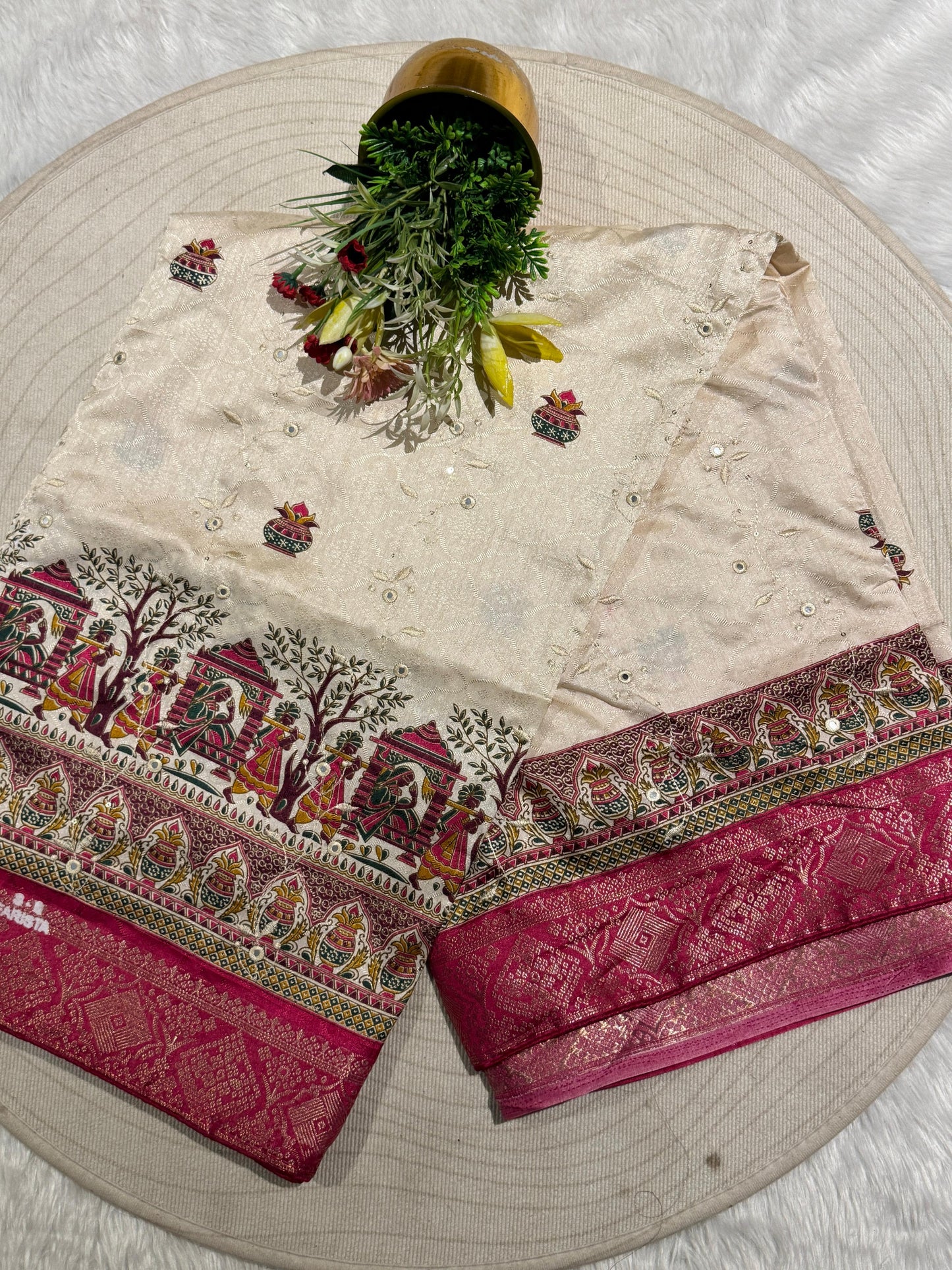 ๐ซ Elegant Pashmina Saree with Vadivela Design, Golden & Mirror Work โจ | Budget-Friendly Beauty ๐ธ | Trending in Gujarat & India ๐ฎ๐ณ