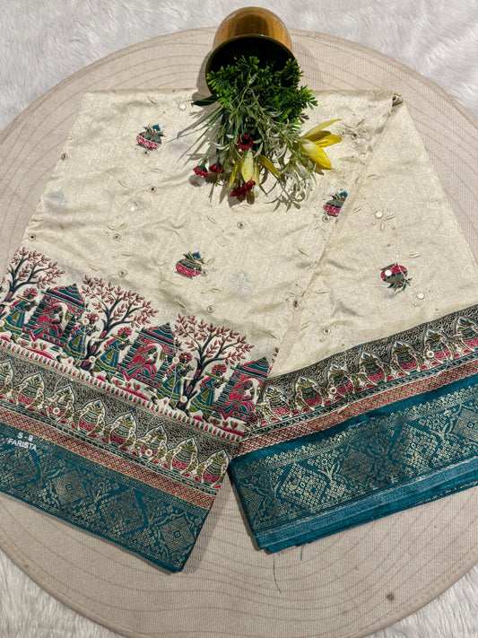 💫 Elegant Pashmina Saree with Vadivela Design, Golden & Mirror Work ✨ | Budget-Friendly Beauty 💸 | Trending in Gujarat & India 🇮🇳