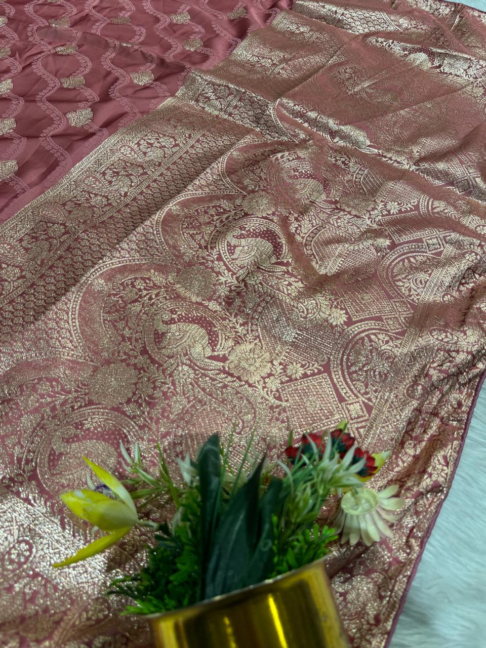 Elegant Pure Satin Silk Saree with Peacock Pallu Design π¦ | Traditional Gujarati Style | Festive & Wedding Wear