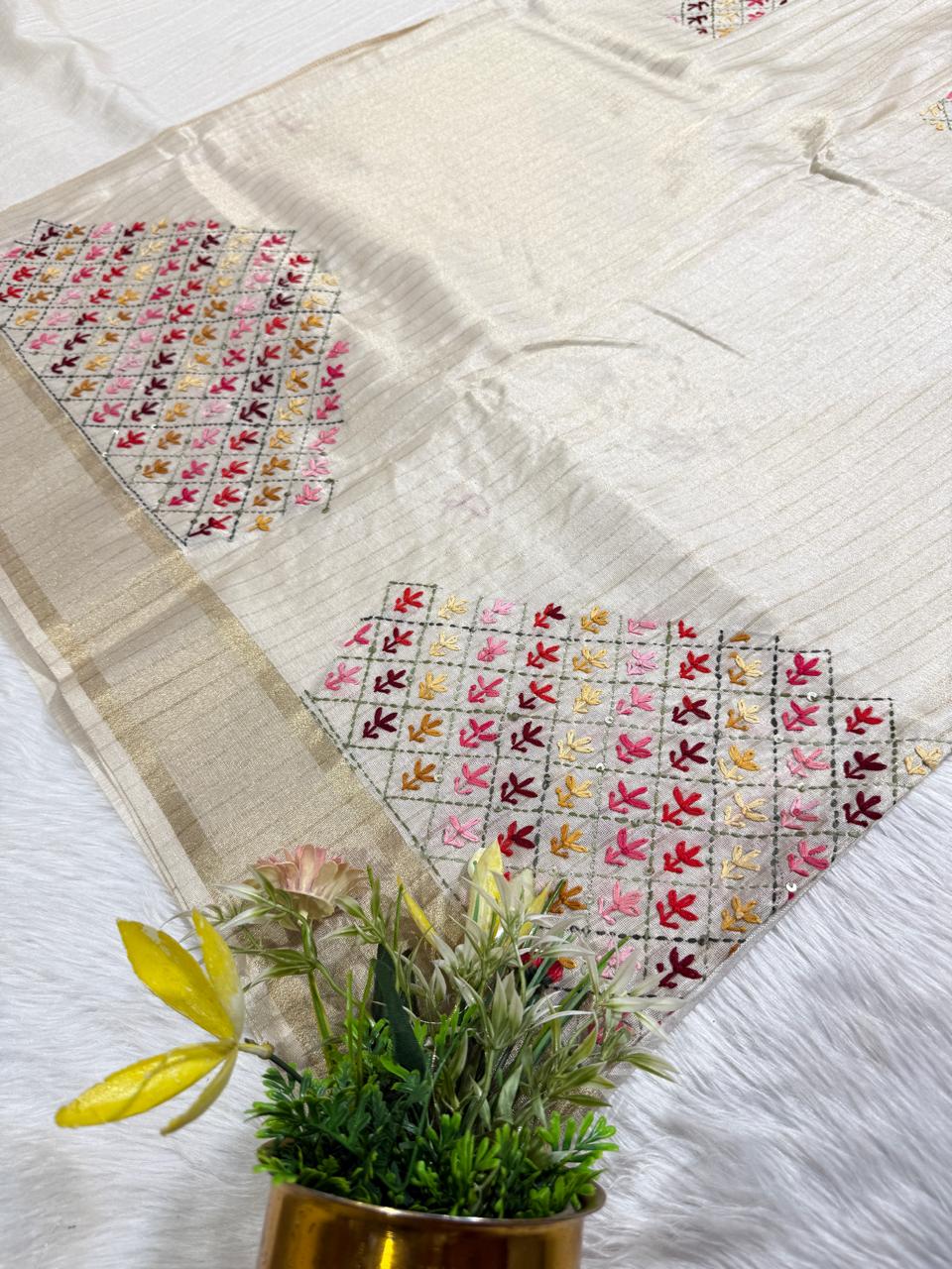 Shagun Fashion πΏ Pure Cotton Designer Saree with Colorful Dhaga Work & Full Worked Blouse | Party Wear Luxury π