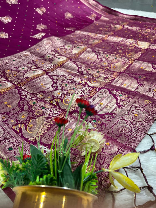 Heavy Work Saree for Wedding & Party 🎉 | Full Embroidery with Jaal Pallu ✨ | Shagun Fashion Exclusive