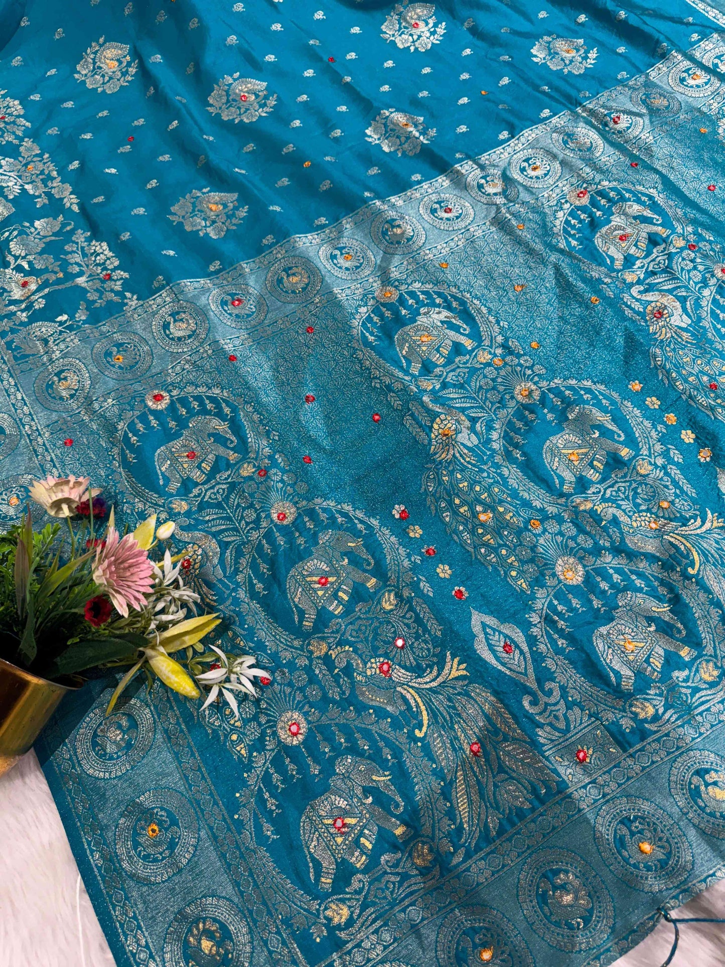 Heavy Designer Silk Saree with Elephant Pallu & Peacock Border Work | Party Wear Saree by Shagun Fashion π¦πβ¨