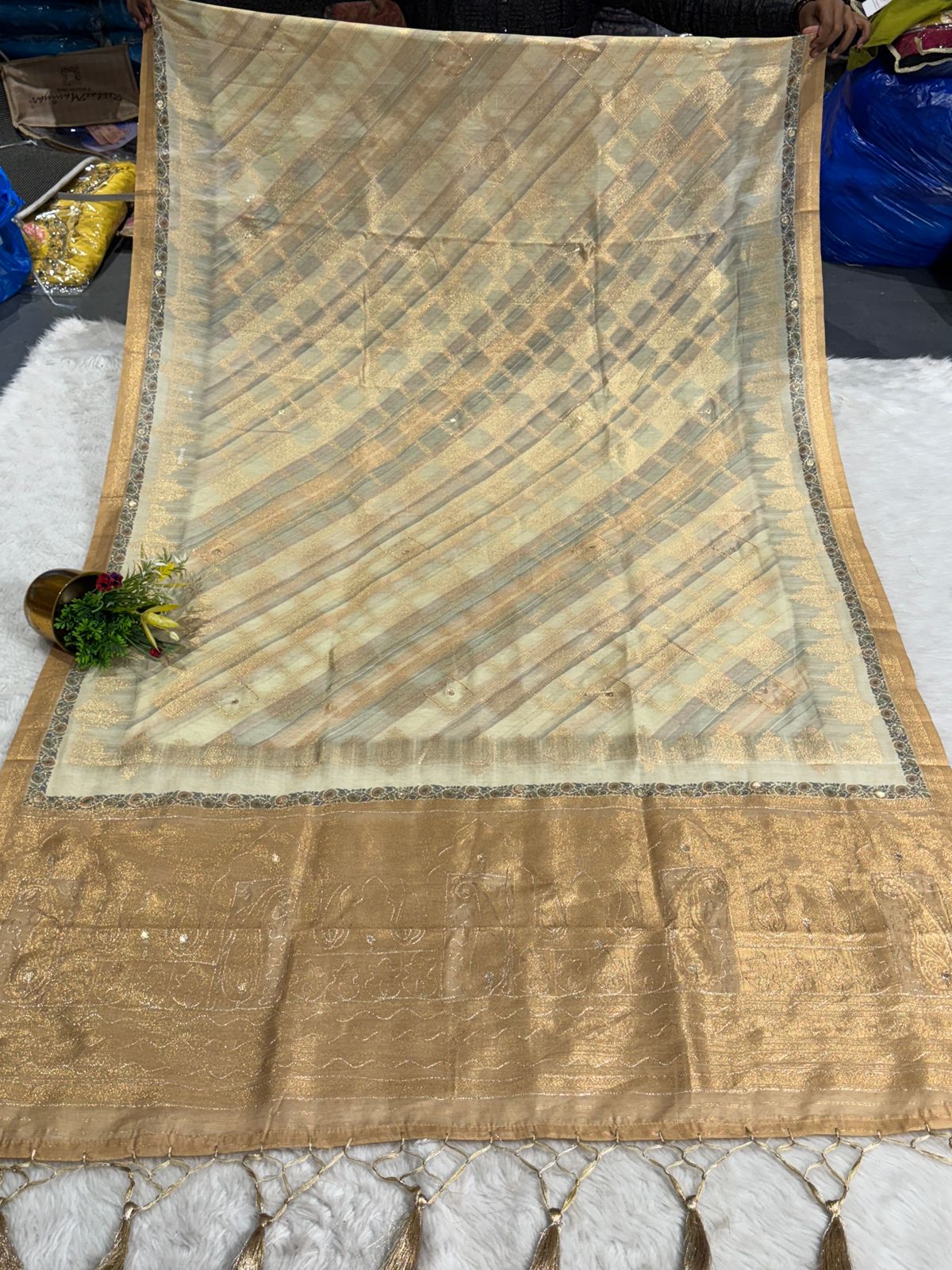 Luxury Organza Saree with Heavy Jari Work β¨ | Silky Tissue Designer Saree at βΉ1850 | Shagun Sarees & Zankhi Boutique