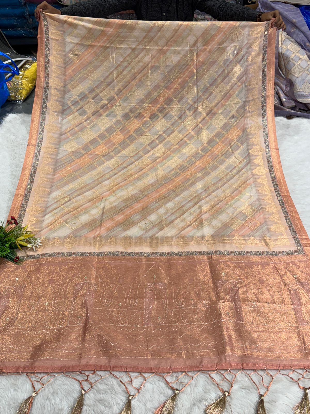 Luxury Organza Saree with Heavy Jari Work β¨ | Silky Tissue Designer Saree at βΉ1850 | Shagun Sarees & Zankhi Boutique