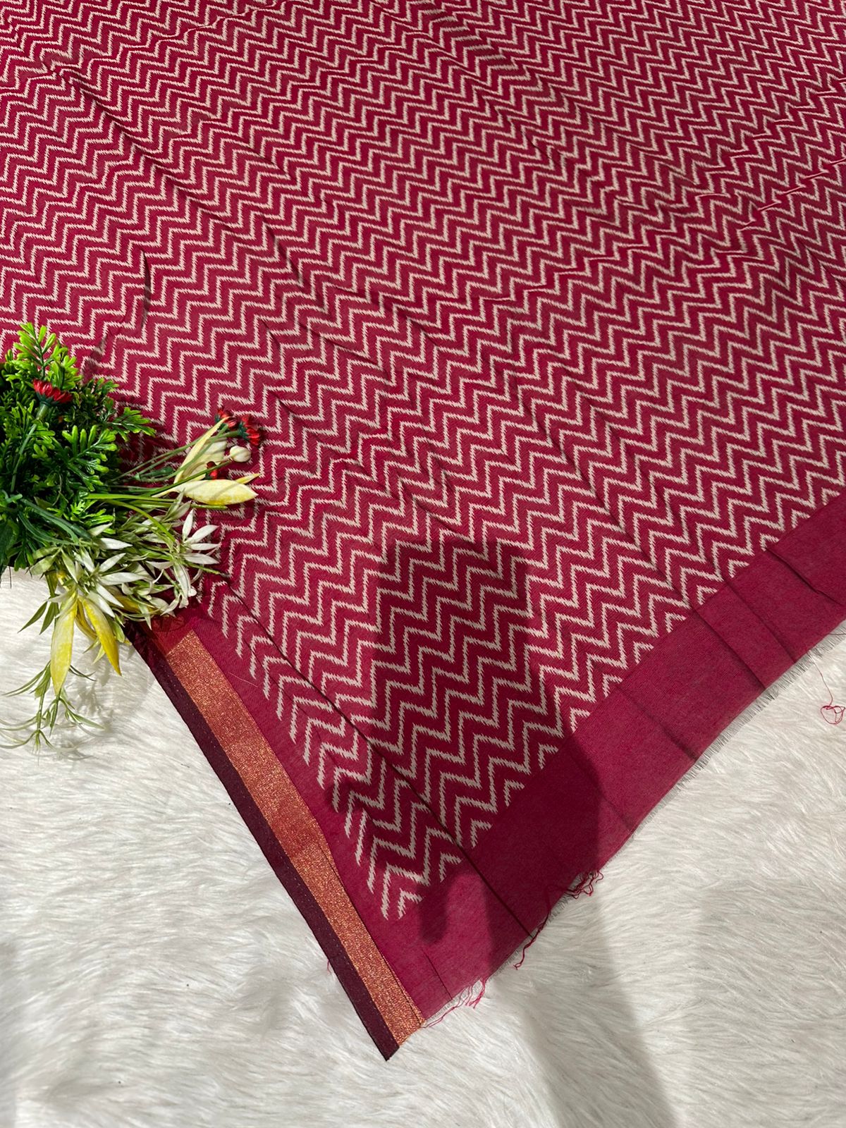 Elegant Mal Cotton Saree with Mirror Work & Ikat Border ✨ | Shagun Fashion Exclusive