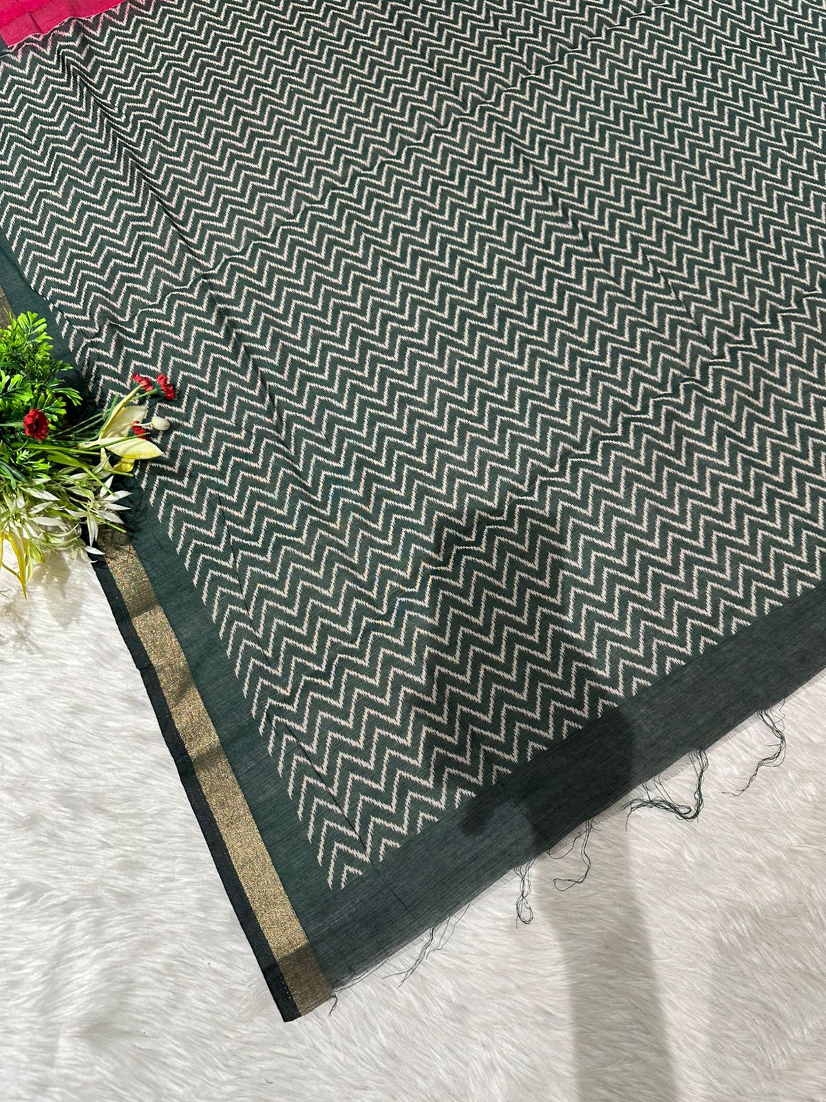 Elegant Mal Cotton Saree with Mirror Work & Ikat Border ✨ | Shagun Fashion Exclusive