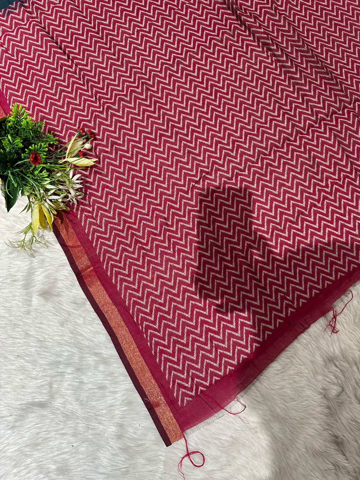 Elegant Mal Cotton Saree with Mirror Work & Ikat Border ✨ | Shagun Fashion Exclusive
