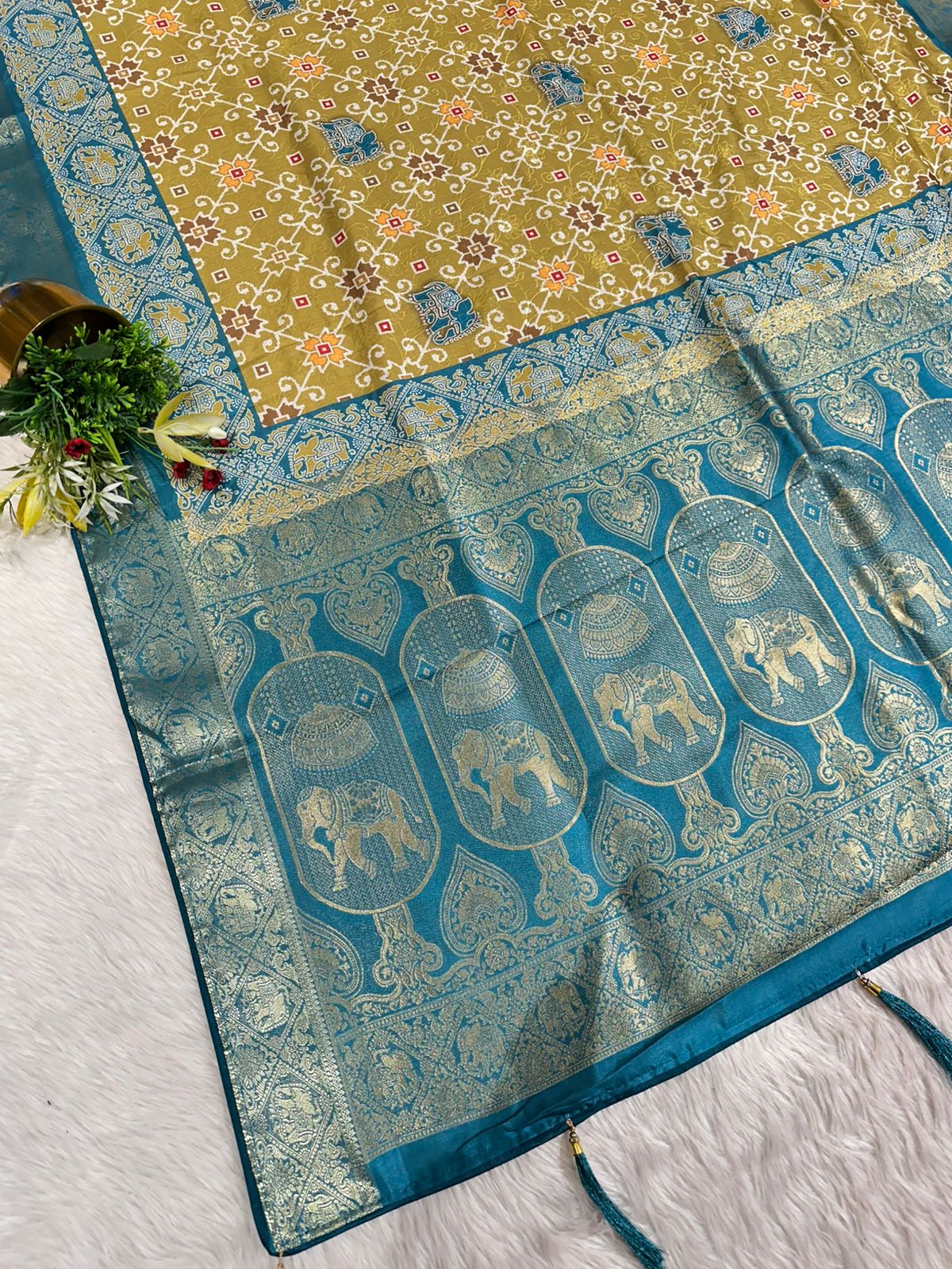 "Traditional Patola Style Saree with Rich Zari Elephant Pallu 🐘 | Shagun Fashion Exclusive"