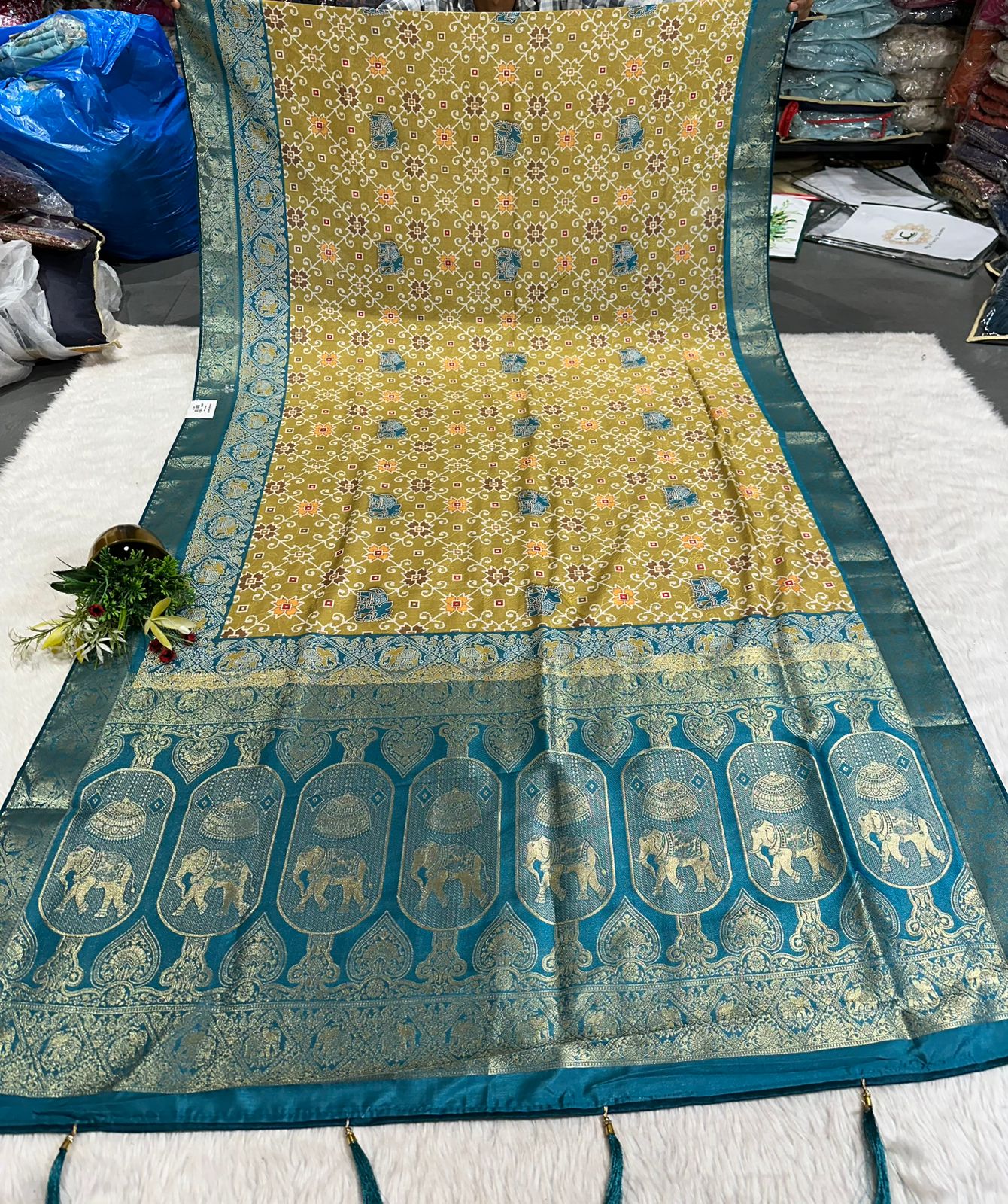 "Traditional Patola Style Saree with Rich Zari Elephant Pallu 🐘 | Shagun Fashion Exclusive"
