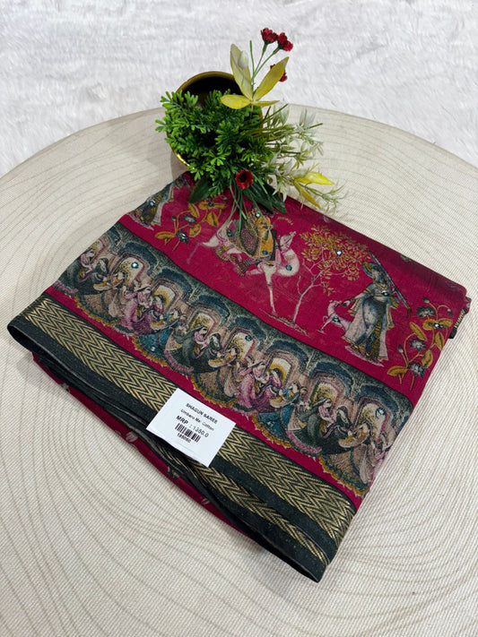 Elegant Mughal Art Casual Saree for Women 👑 | Soft Fabric Ethnic Wear for Daily & Festive Look | Shagun Sarees