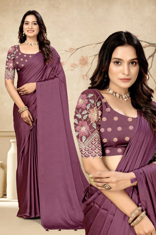 Elegant Embroidered Blouse Saree for Party & Festive Wear ✨ | Designer Saree by Shagun Fashion 🌸