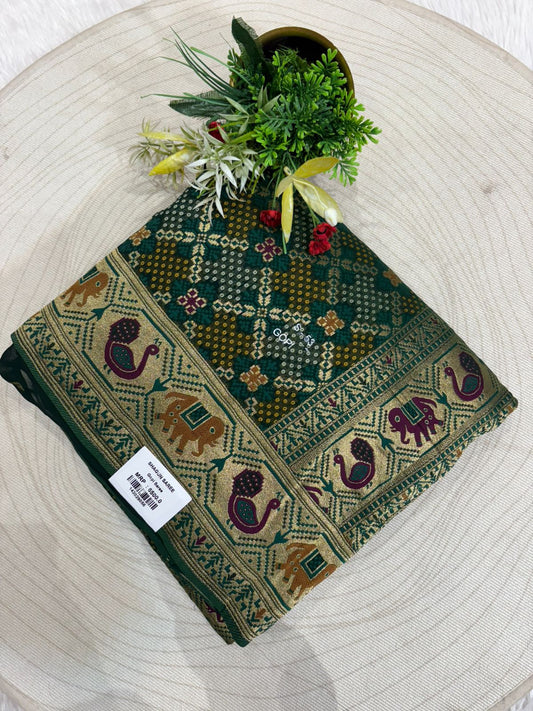 Traditional Janglo Bandhani Silk Saree with Zari Pallu & Elephant Border 🐘✨ | Shagun Sarees by Zankhi Boutique