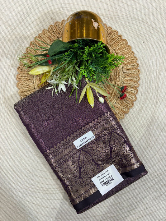 Elegant Plum Banarasi Soft Silk Saree with Zari Weaving | Shagun Fashion Exclusive