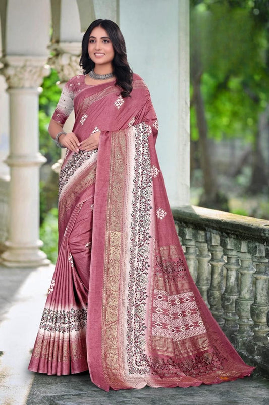Soft Silk Saree with Scalloped Border & Designer Blouse