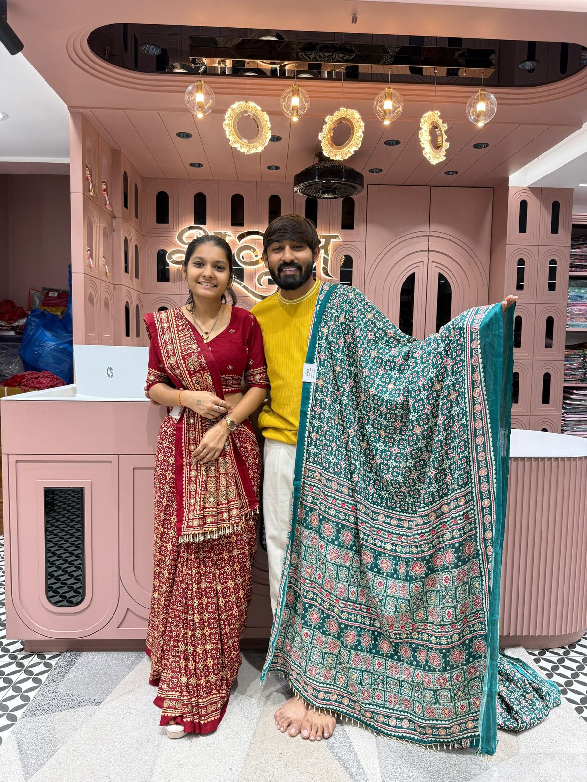 Elegant Ajrakh Print Cotton Saree in Maroon – Traditional Ethnic Wear