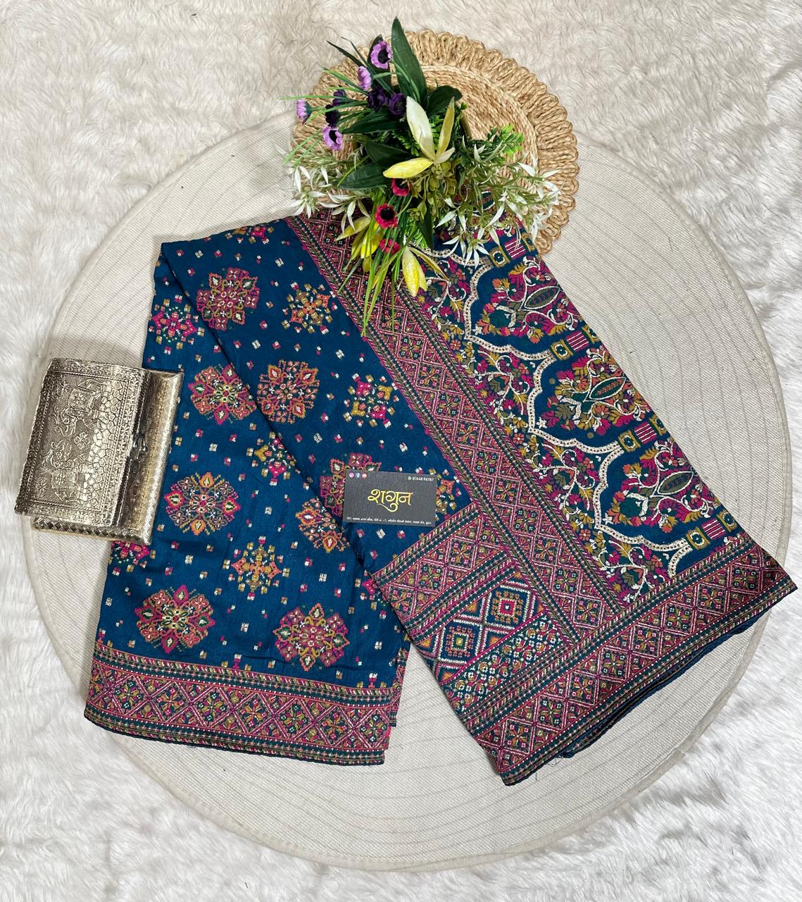 Pashmina Saree with Lagdi Patta & Tassel Pallu