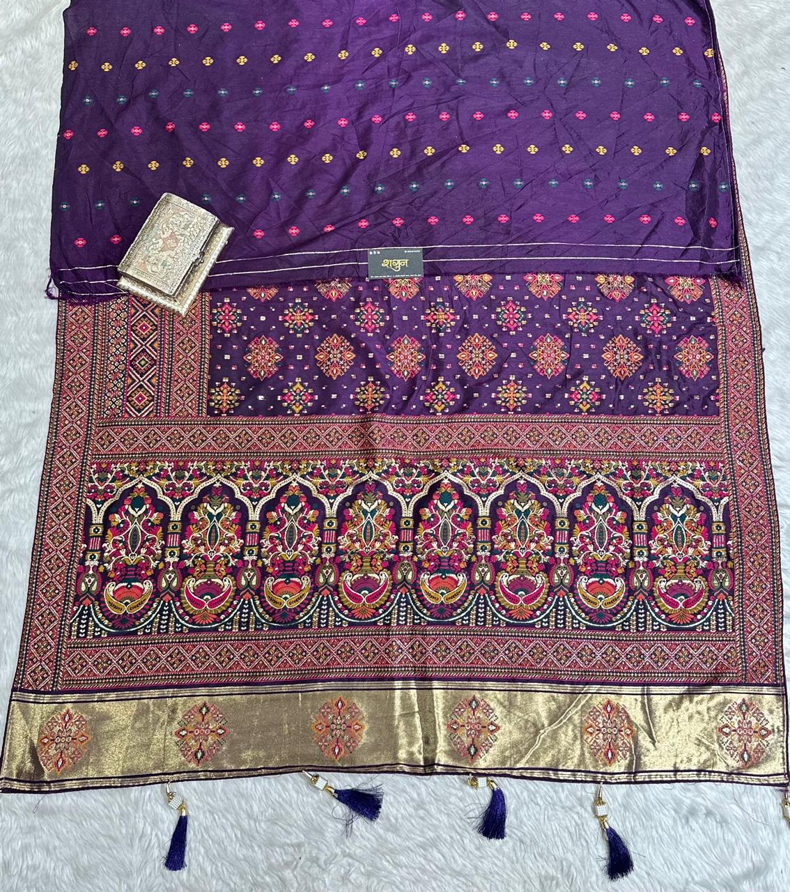 Pashmina Saree with Lagdi Patta & Tassel Pallu