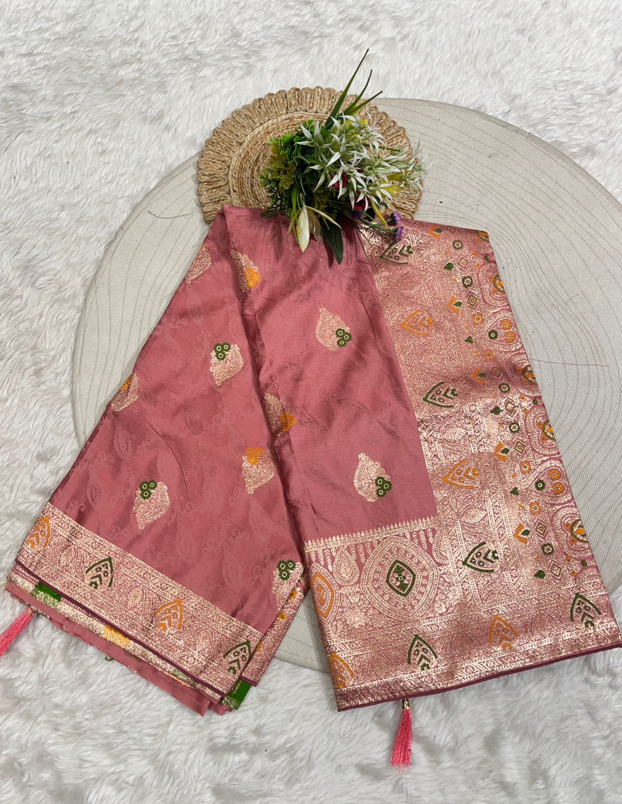 Satin Banarasi Saree with Zari Weaving & Designer Pallu – Wedding & Festive Wear