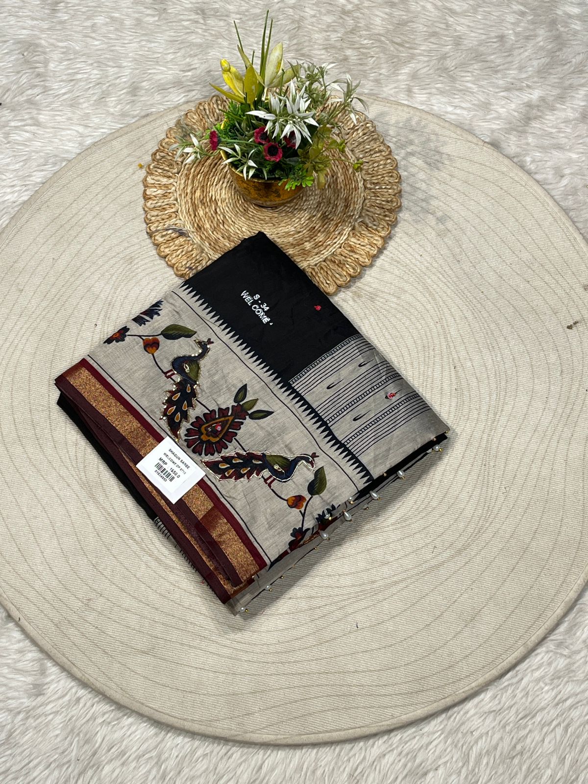 Butti Saree with Bird Print Pallu | Designer Traditional Saree – Shagun Sarees