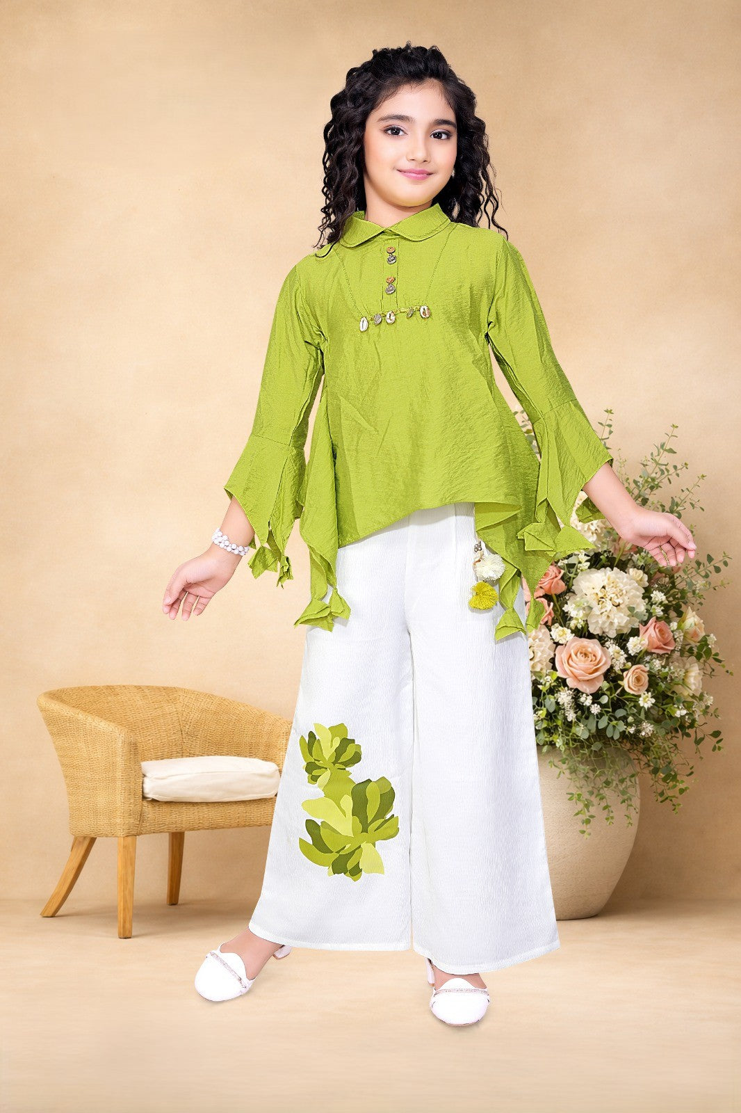 SHAGUN FASHION Trendy Girls Western Co-Ord Set with Floral Palazzo