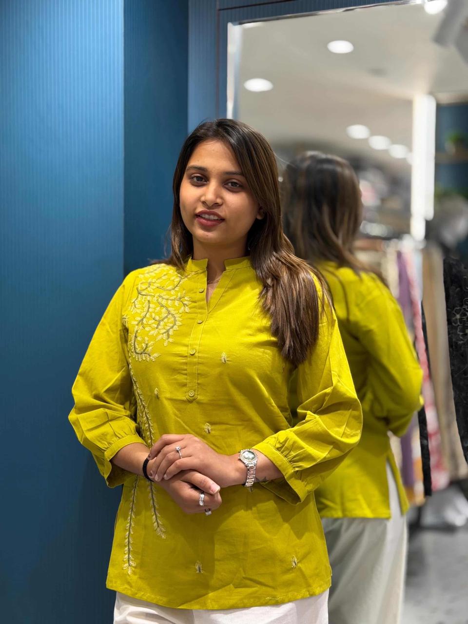 SHAGUN FASHION Embroidered Cotton Short Kurti for Women – Stylish Casual & Festive Wear