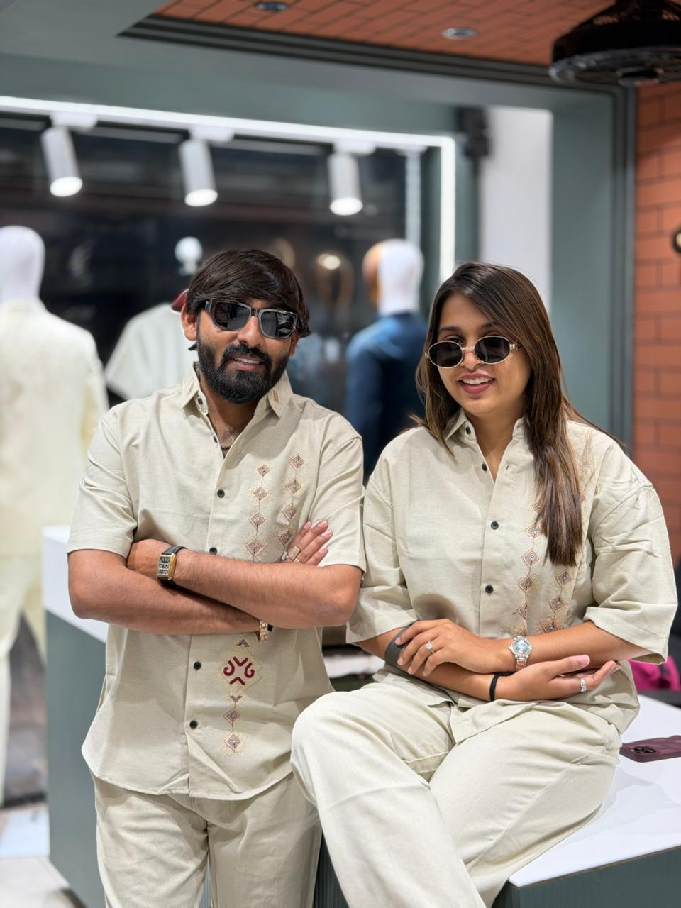 SHAGUN FASHION Couple Combo Set | Premium Embroidered Shirt & Pant Set for Men & Women