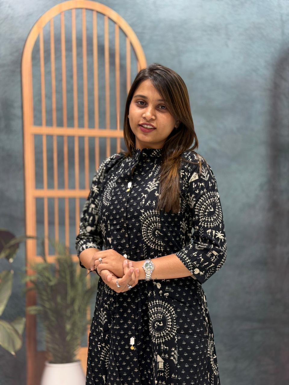SHAGUN FASHION Black Ethnic Printed Kurta Pant Set – Contemporary Traditional Wear